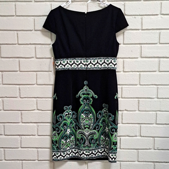 London Style Black/Green Paisley Businesses/Casual Dress. Sze 10 NWT - Picture 5 of 8
